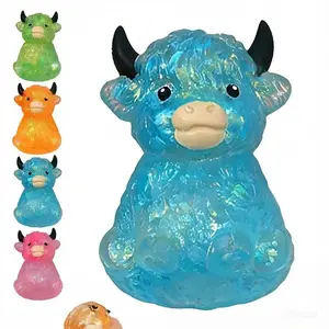 Highland Cow Squishy Toy  Cute Mini Animal Slow Rising Stress Relief Fidget Sensory Toy Easter Basket Stuffer Gift for Cow Lovers