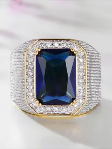 Man's Navy Blue Zircon Ring, Valentine's Day Christmas Gift,  Wedding Engagement Jewelry, Daily Wear Decorative Accessories, Elegant Fashion Rings, Elegant Glittering Ring, Elegant Everyday Ring