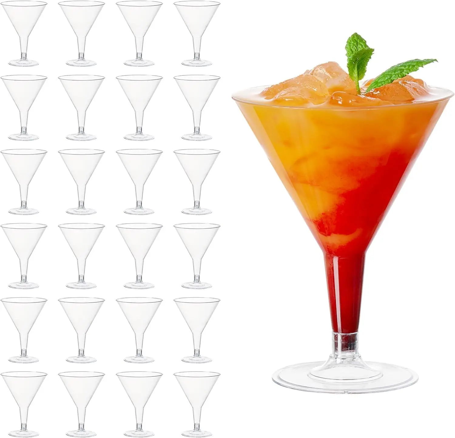 Premium Plastic Martini Cocktail Glasses (40/30/20/10pcs, 7 Oz) - Stylish, Sturdy, Reusable for Weddings, Beach Parties, Desserts, Manhattan, Margarita, Cosmopolitan (Home & Festive Party Disposable Tableware)