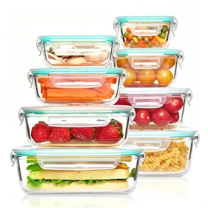 Portable Glass Food Container — Extra-Large Capacity, Rectangular, Airtight Storage Box — Ideal for Office Workers and Outdoor Picnics — Microwave-Safe — Includes Cleaning Sponge