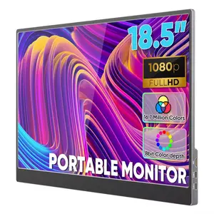 18.5 Inch Portable Monitor - 1080p FHD External Screen for Laptop, Frameless IPS HDR Gaming Monitor with Dual Speakers, USB-C HDMI Travel Display for MacBook, PC, Phone, Xbox, PS5