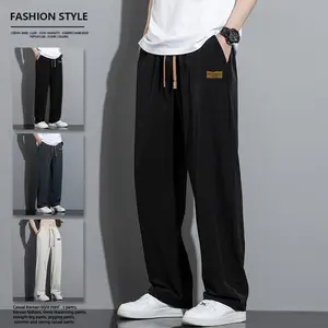 Men’s casual lightweight ice silk jogger pants with drawstring waist — machine washable, solid color, regular fit, suitable for summer outdoor sports