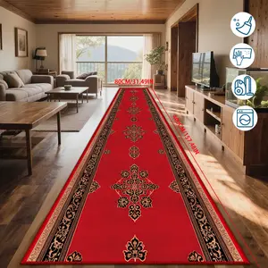 Crystal Velvet Persian Pattern Rug, Soft Living Room Hallway Decor, High-Quality Kitchen Rug, Villa Staircase Long Rug, Balcony Rug
