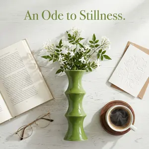 Vintage New Chinese Style Bamboo Joint Vase, Ceramic Floral Arrangement, High-End Retro Creative Mini Hydroponic Flower Pot Decor