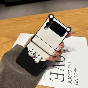 Panda Foldable Protective Phone Case for Samsung Galaxy Z Flip3/4/5/6/7, Black & White Color Block Cover