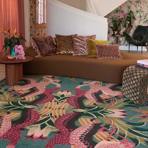 Boho Floral Tropical Print Carpet, Bohemian Style Rugs, Washable Non-Slip Large Decorative Area Rug for Living Room Bedroom Sofa Table Home Decor