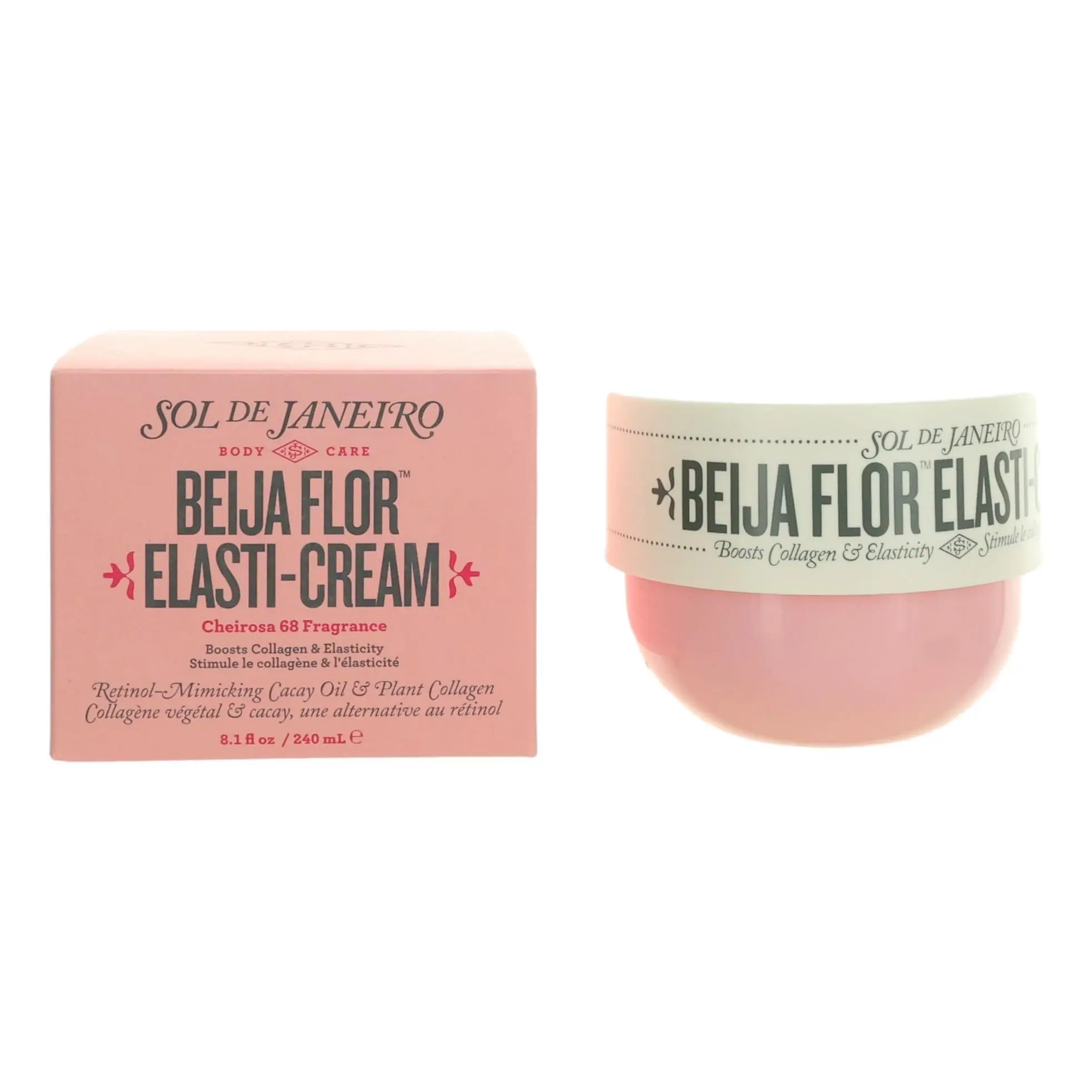 Women's Scented Plant-Based Cosmetic Body Care Beija Flor Elasti-Cream by Sol De Janeiro, 8 oz Body Cream
