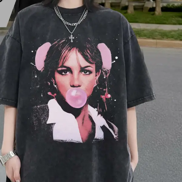 [SALE 60%] Bubblegum Pop Star Shirt, Retro 90s Icon T-Shirt, Vintage Bubble Gum Portrait Tee, Y2K Streetwear Graphic Shirt For Women
