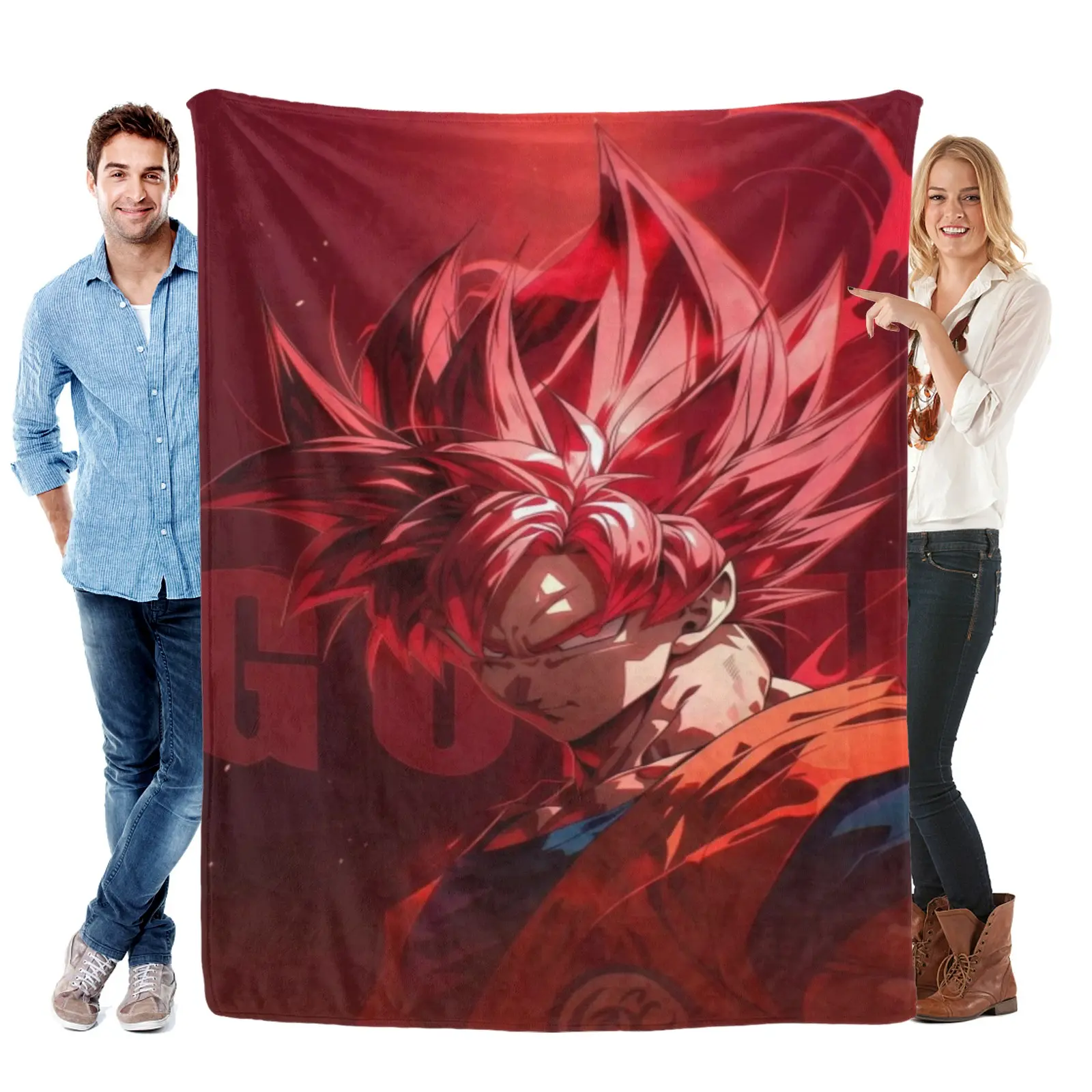 Dragon Ball Z Deep Red Anime Saiyan Warrior Blanket,Dragon Ball Blanket Goku Blanket,Dragon Ball Merch Dragon Ball Z Gifts For Couch Sofa