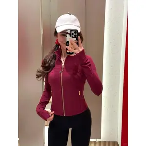 Women's Silver Color Zipper Jacket, Short Sleeve Stand Collar Yoga Coat, Slim Fit Breathable Quick-Dry Sun Protection Outerwear, Sports Jacket