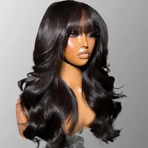 Jessie's Wig [Ada] Drawstring Pull Go Wig Body Wave Glueless Wig With Bangs 13x5 Pre Cut Lace Human Hair