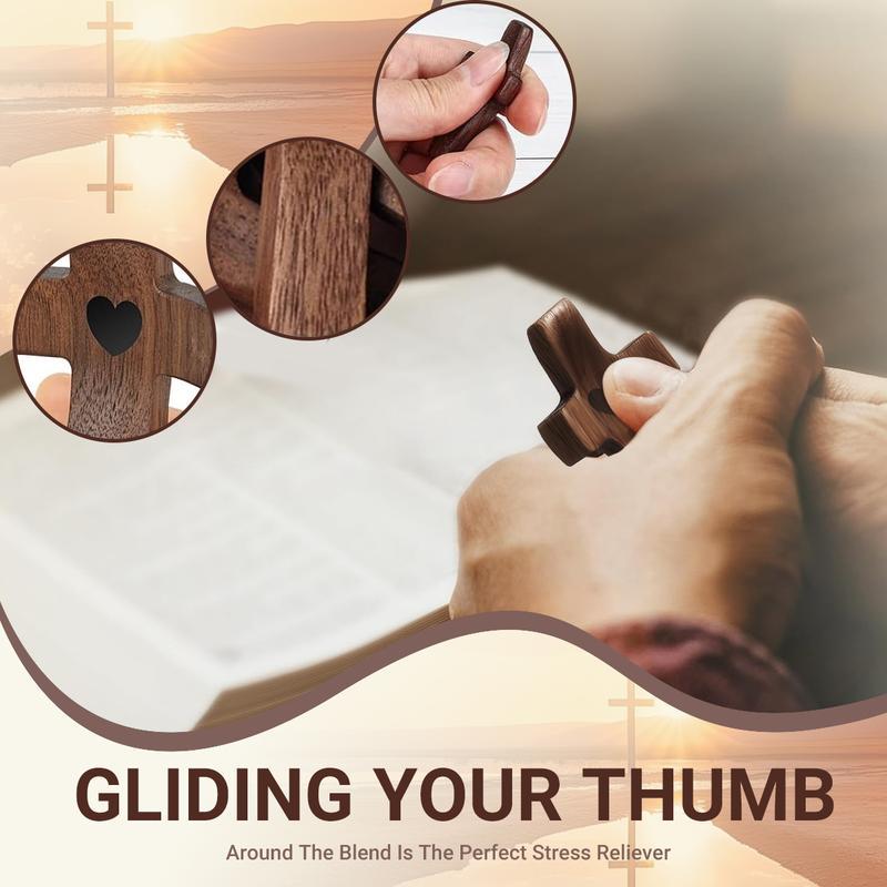 Cross Bulk My Heart, Encouragement Gift, Relieve Anxiety Comfort for Clutching, Clinging and Praying, Wooden Cross Fidget, Pocket Olive Wood Crosses Religious Gift for All Age(20/6/3pcs)