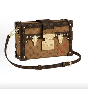 Pre-owned Louis Vuitton Petite Malle Monogram Canvas Hard Trunk Crossbody Bag Gold Hardware
