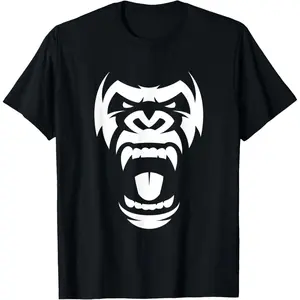 Angry Gorilla Furious Silverback T-Shirt for Men Women Cool Graphic Printed Short Sleeve Casual Summer Top Unique Animal Design Trendy Streetwear