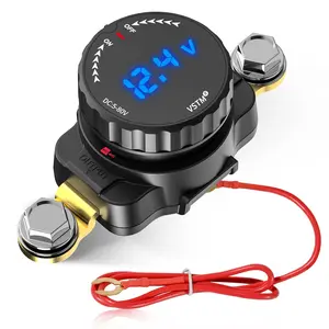 VSTM Battery Disconnect Switch, 5V-80V Side Post Battery Switch with LED Voltage Display, On/Off Master Isolator Power Shut/Cut Off for Car, Boat, RV, Truck, Camper, Trailer (Negative,Vertical) Vehicle Motor Horn