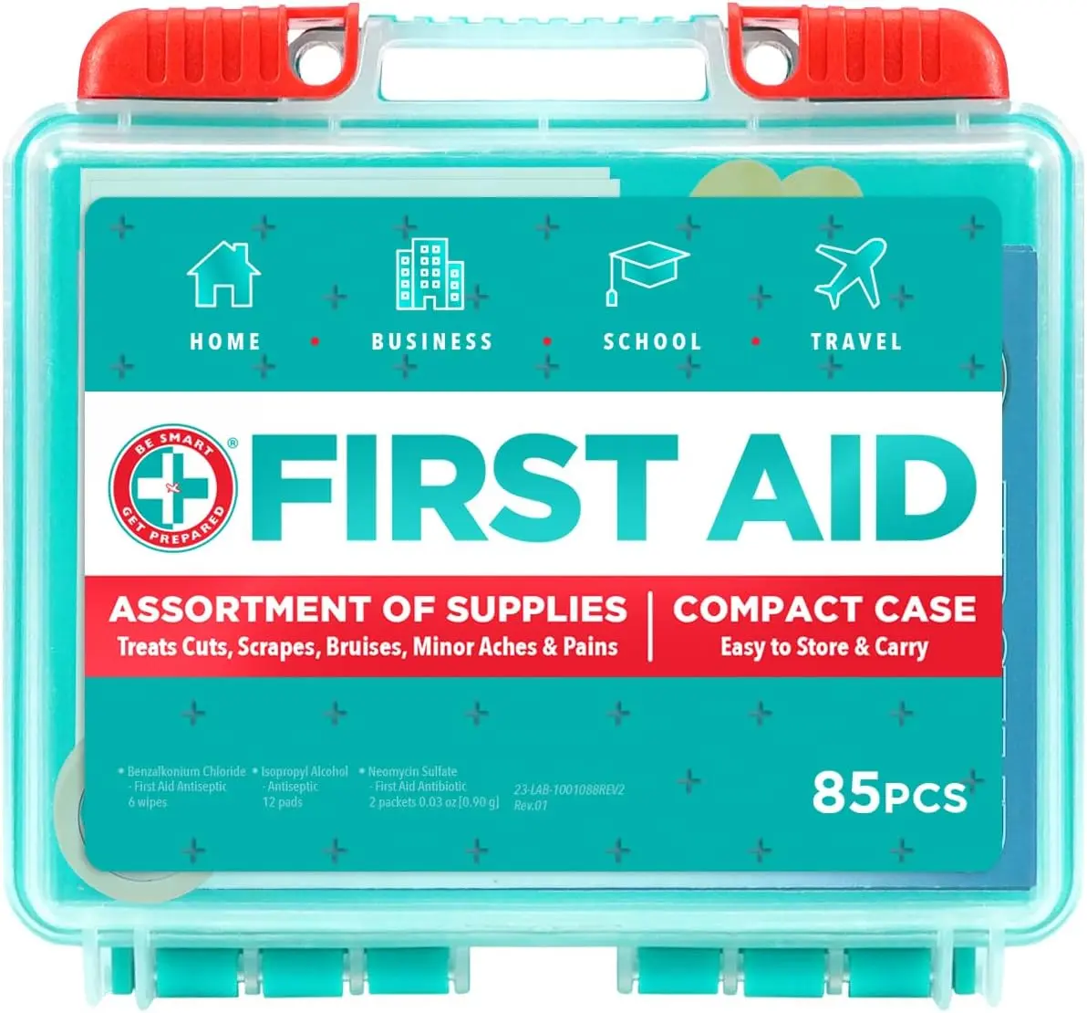 85-Piece First Aid Kit – Emergency Medical Supplies for Home, Car, Office, Travel, Camping & Sports