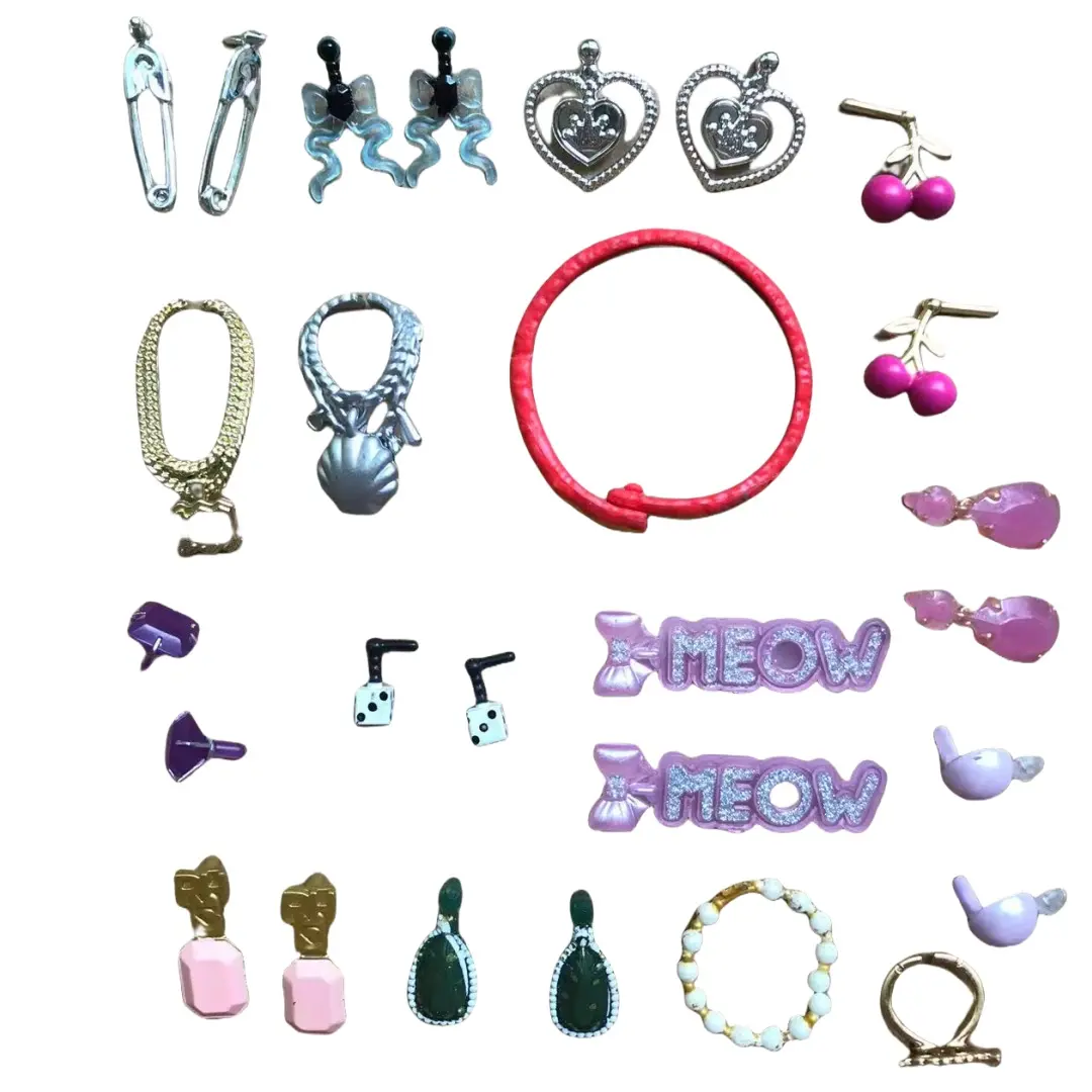 Colorful Rainbow Doll Decor Accessories 1/6 Scale Earrings Necklace Waistband Glasses Set for Doll Personalization