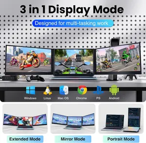 Laptop Screen Extender, 15.6" Ultra Light & Thin Triple Portable Monitor for Laptop with 1080P FHD IPS Display, Two Cable USB-C/HDMI Plug-Play Monitor Extender for Mac/Win/Android, Fits 13-17" Laptops
