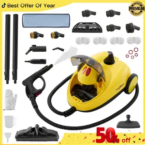 Steambot Steam Cleaner with High Pressure Steam, 2L Large Water Tank Capacity, 28 Accessories with storage case design, Heavy Duty Chemical-Free Deep Cleaning for House, Kitchen, Bathroom, Car, Multi-Purpose Cleaning, Steamer for Cleaning,Floor Steamer
