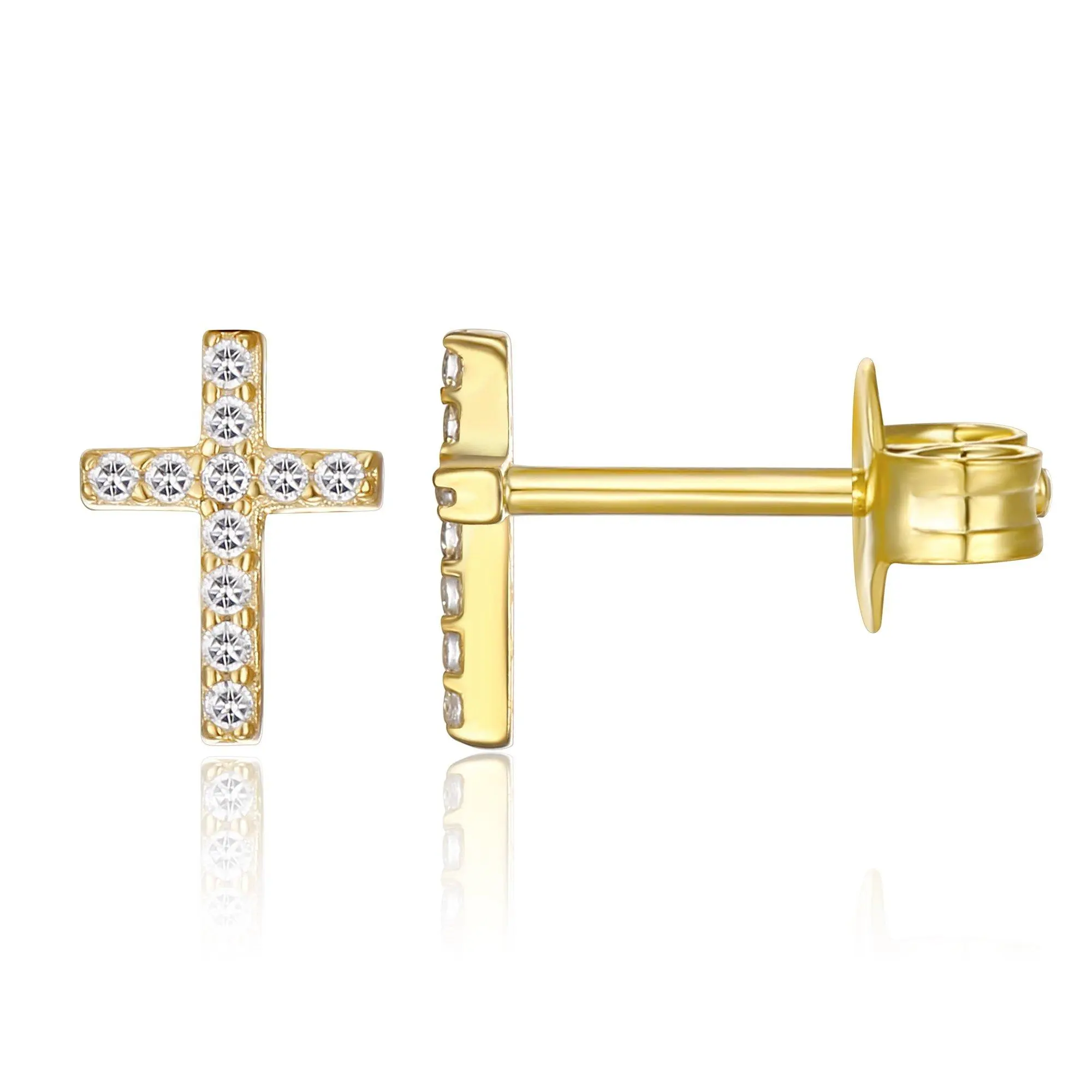 EAMTI Cubic Zirconia Earrings Cross Earrings for Women Men