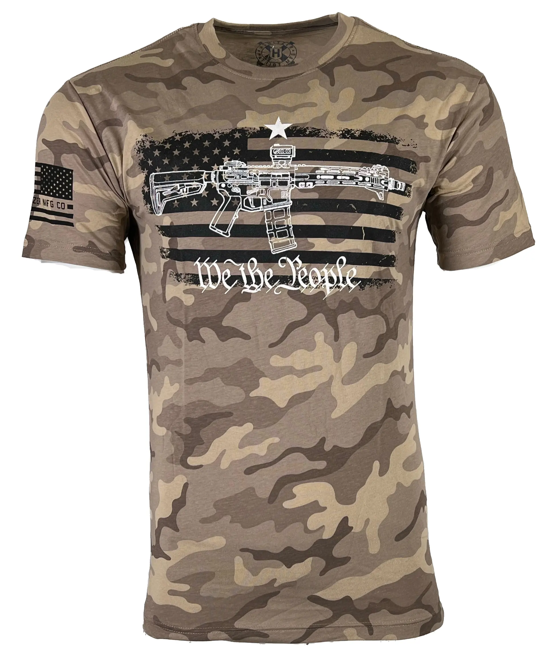 Howitzer Men's Short-Sleeve Cotton Camo Graphic Print Round Neck T-Shirt - Tactical Military Menswear for Enthusiasts, Streetwear Tops (Refer to Sizing Chart)