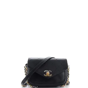 Pre-owned CHANEL Leather Shoulder Bags Two Tone Envelope Flap Bag Quilted Calfskin Small by Rebag