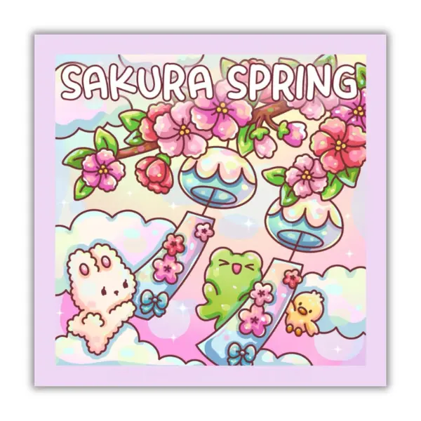 Halloween Fall Gift Sakura Spring: Japan Coloring Book: Cute Bunny, Frog and Duck Exploring Japan Paperback