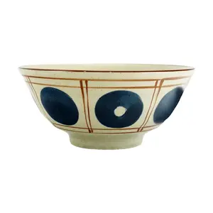 Golden Lion 8-Inch Ribbed Ceramic Noodle Bowl - Chunying Design, Large Ramen Bowl for Soup, Udon, Pho, Salad, Serving Dish