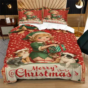 Christmas Party Room Decoration Set, Includes Duvet Cover and Pillowcases, Cool Style Bedding for Girls, Complete Dormitory Set