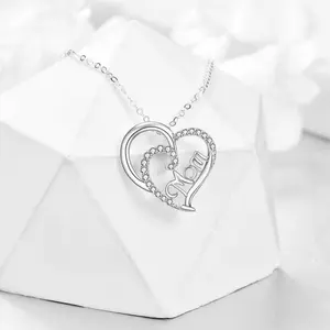 Mom Necklace Mother's Day Gift Love Heart Shape Mom Charm Pendant Chain Necklace Great Gift Mother's Day Mum Gift Idea