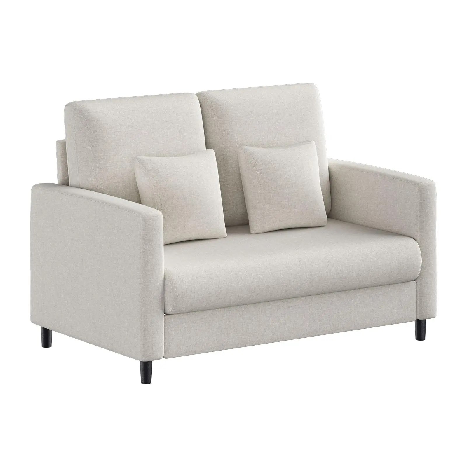 Garvee 52-inch loveseat sofa for small spaces, mid-century sofa, solid wood frame, tool-free assembly, comfortable sofa for bedroom, living room, beige