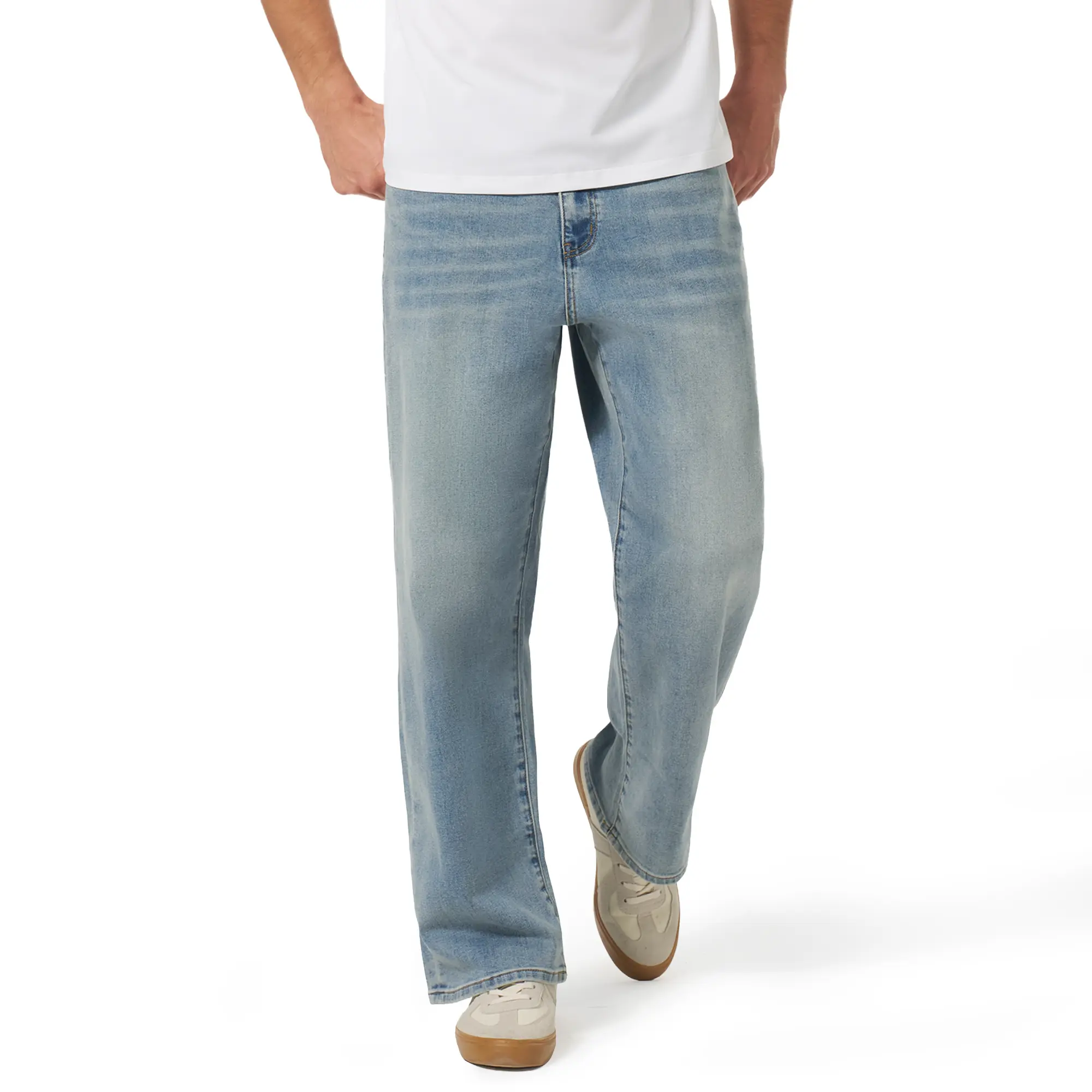Magcomsen Men's Straight Fit Jeans - Relaxed Light Wash Jeans Fabric with Secure Storage Fathersdaygift