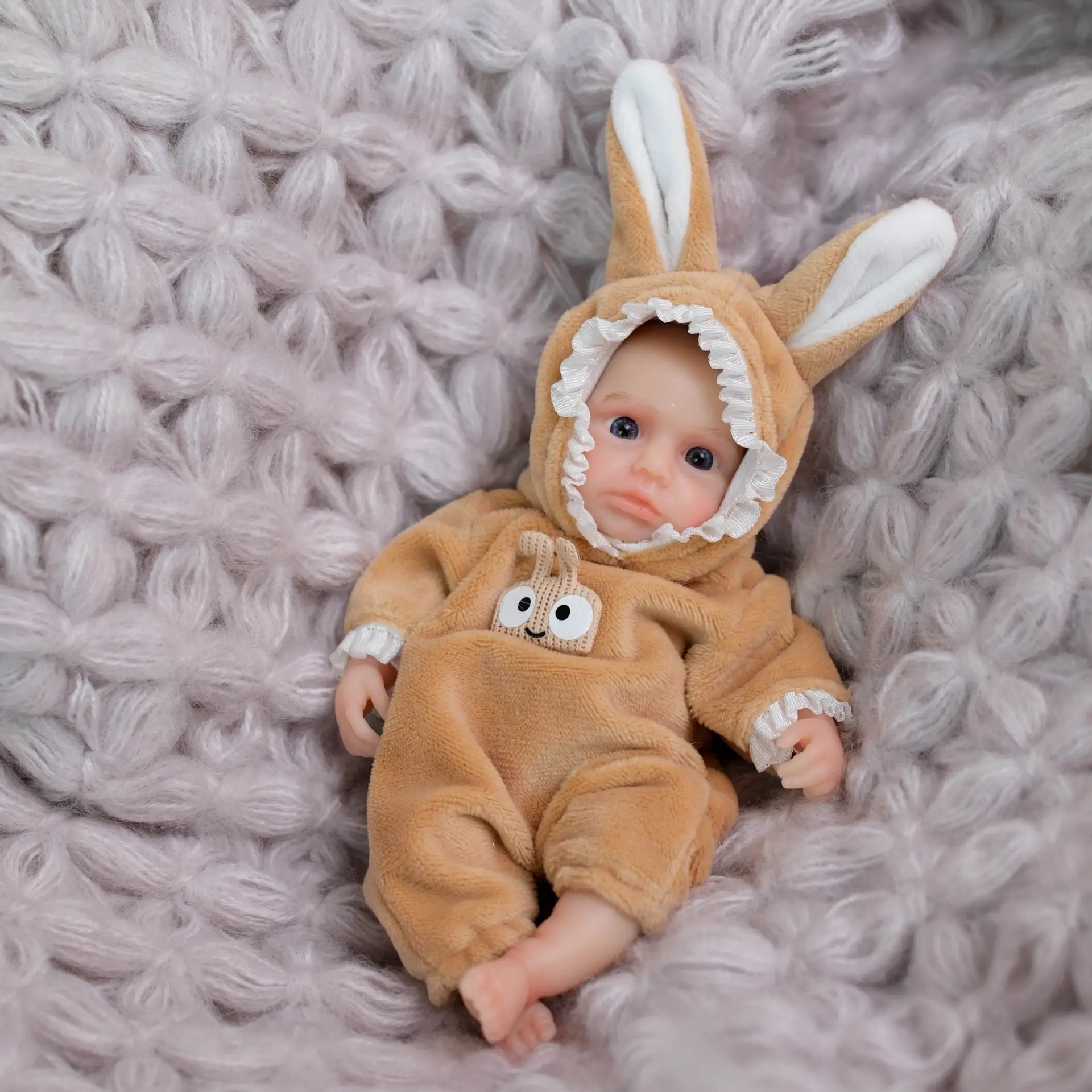 6 in Solid Silicone Reborn Baby Mini Doll - Loulou Open Eyes Full Body Realistic Newborn Doll with Clothes Set, Christmas Toy for Kids Ages 3+, Collectors’ Gift, Reborn Baby Doll