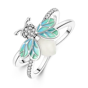 MULA Glowing Firefly Ring | S925 Silver-plated, Glowing Beads, Zircon, and Color-Changing Enamel | Fluorescent Jewelry Inspired by Insects | The Perfect Gift for Nature Lovers