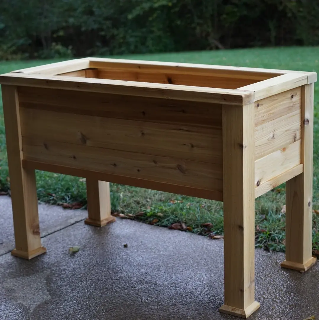 Gardenary Elevated Cedar Raised Bed Planter with Trim - 12" Deep Growing Space for Herbs & Greens - Handmade in USA - Comfortable Waist Height - Perfect for Patios & Small Spaces