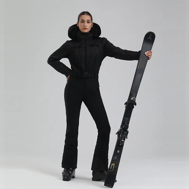 Women's Ski Suit New Professional Double Board Waterproof Warm Long Sleeve Windproof Sports Outdoor One-Piece Set