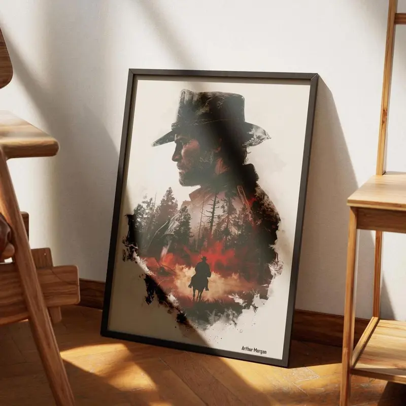 Arthur Morgan Portrait Unframed Wall Art Poster – Red Dead Redemption 2|           Game Lovers’ Wall Print Collection|           Gaming Character Decor for Living Room, Bedroom & More(Note: Frame shown for display only)