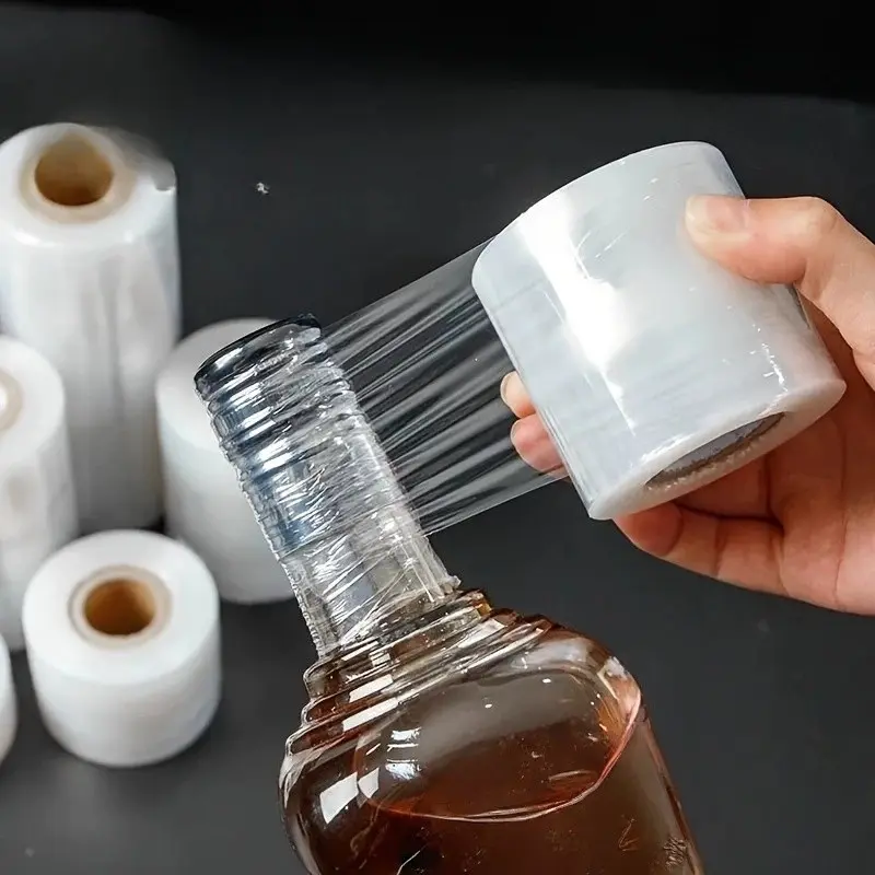 Stretch Film Shrink Wrap Roll, Plastic Wrap, Easy to Use Multi-Purpose Travel Packaging, Leak-Proof Sealing for Bottles Jars Food Storage