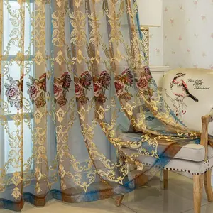 Embroidered Floral Pattern Curtain, 1 Count Luxury Window Curtain, Home Decor for Living Room Bedroom, Ramadan Decorations, Heavy Curtain