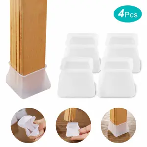 4pcs,square chair leg floor protectors, suitable for hardwood floors, silicone chair leg pads, furniture pads, and floor protectors, noiseless and scratch-free (transparent).