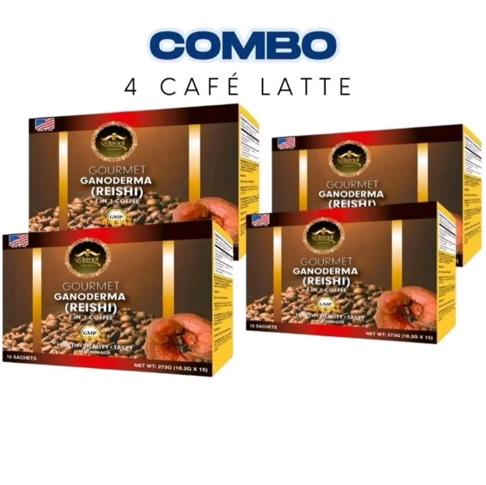 Gourmet Combo Café Latte with Ganoderma Reishi - 4 Pack of Premium Coffee Beverages