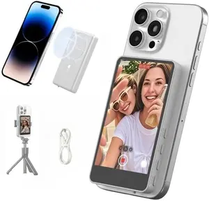 【Pro-Level Selfie Recording】 TECHY Xview M4 Wireless Rear Camera Monitor for iPhone – 480P Display,Lag-Free 50m Range, Magnetic Fit, Remote Control