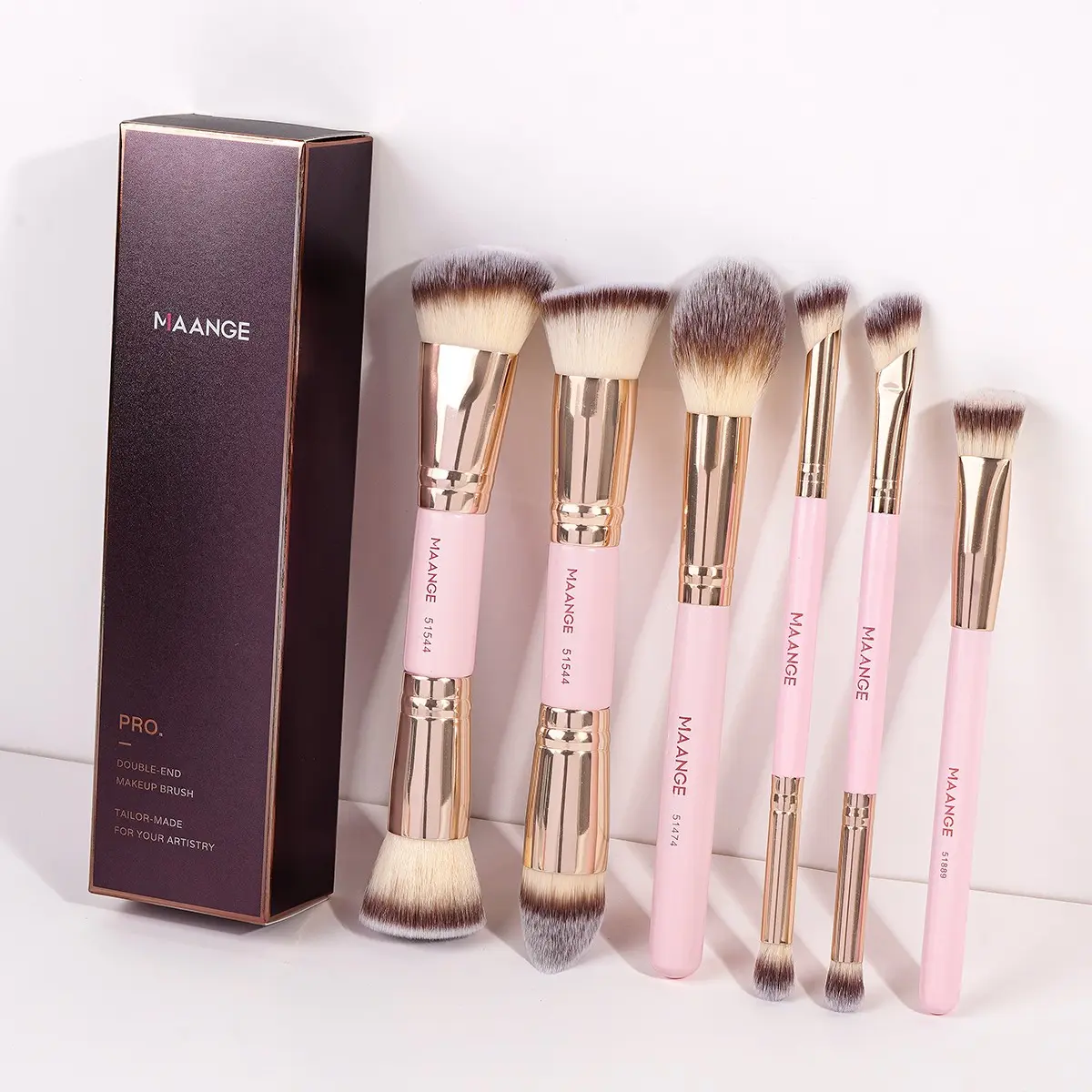 Maange 6-Piece Makeup Brush Set, Makeup Brushes Set, Makeup Tools Set, Foundation Brush, Blush Brush, Loose Powder Brush, Eyeshadow Brush, Concealer Brush, Cosmetic Brushes, Ideal for Home and Travel