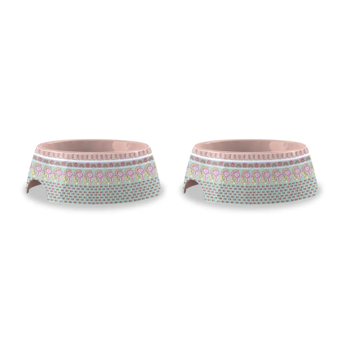 212 MAIN Flower Fields Dishwasher-Safe Melamine Pet Bowl - Extra Small Size (5.3x1.9 in), Pink, Set of 2, Feeding Bowl for Dogs & Cats, Set Of Two