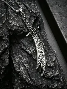 Zulfiqar Sword Pendant Necklace, Stainless Steel, Islamic Calligraphy Jewelry, Elegant Religious Gift, Durable & Stylish Accessory