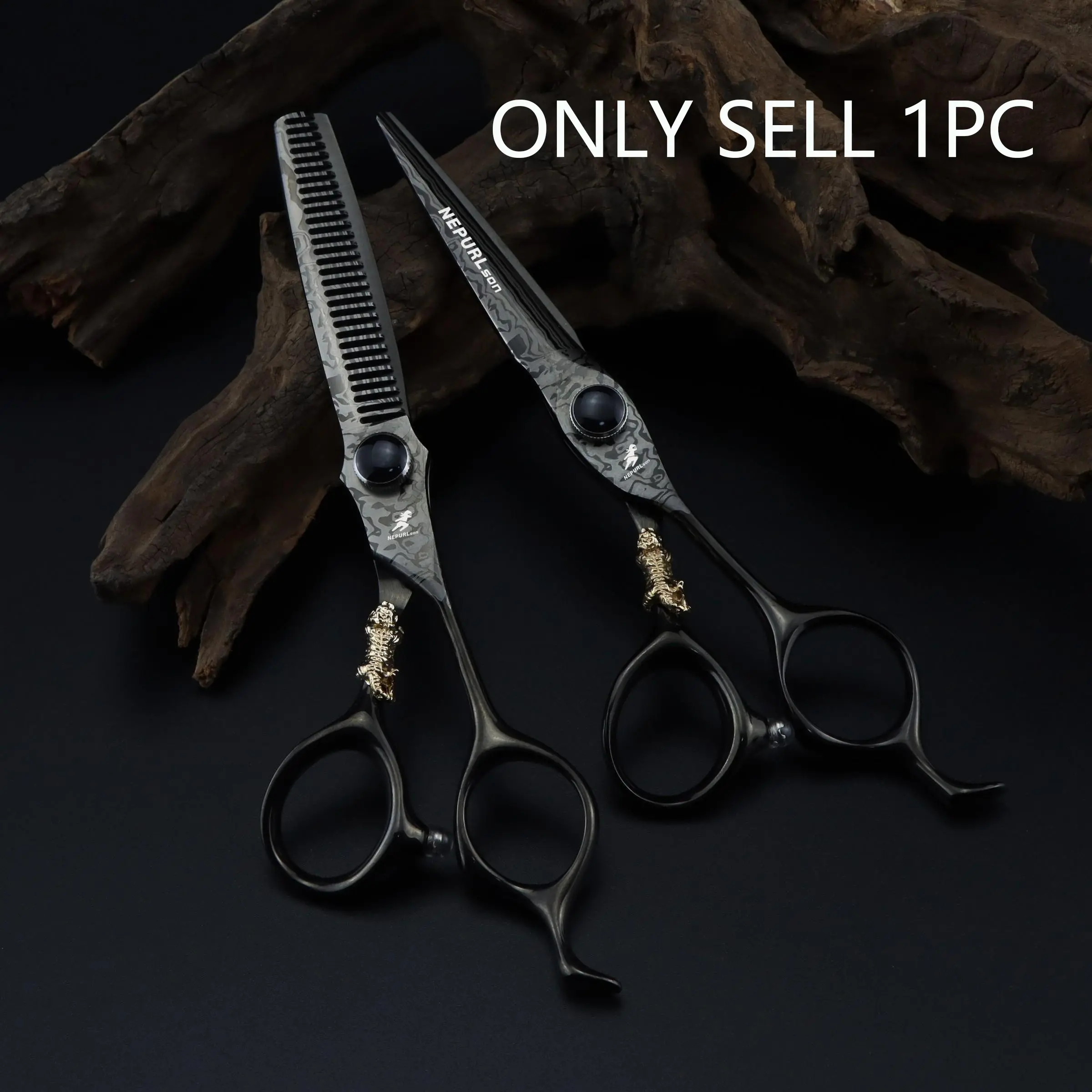 6.0 Inch Damascus Pattern High-End Hairdressing Scissors, 440C Stainless Steel, Cutting and Thinning Scissors, Thinning Shears, Salon and Home Use, Hair Tools, Salon Supplies