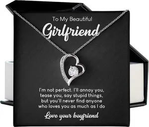 To My Love, Forever Promise Necklace - Romantic Gift for Girlfriend from Boyfriend, Anniversary or Birthday Gift, Love Heart Pendant Necklace