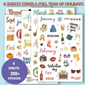 200+Sticker Sheets -With Accessories - Extra Large Calendar Planner Sticker Book with Monthly Tabs, Birthday, Wedding, Valentine’s, Christmas, New Year Decorations, for Bullet Journaling, Scrapbooking, Planners, Vintage & Modern Style - Year-Round Use