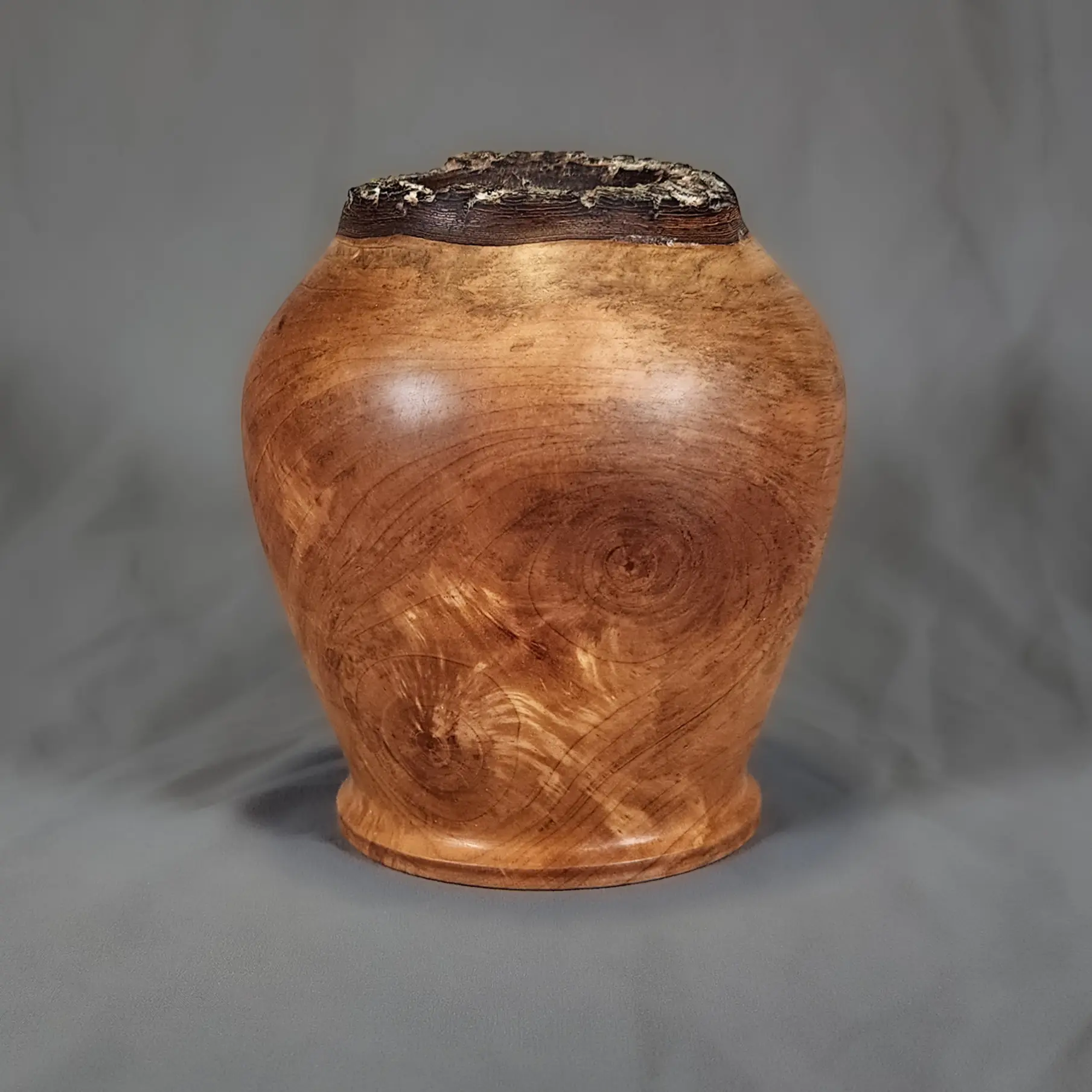 Hand Turned Live Edge Basswood Vase #V111 - Unique Handcrafted Design with Natural Wood Grain
