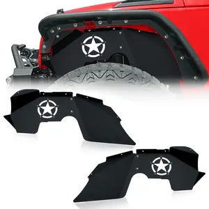 【Yzona】Front Inner Fender Liners Compatible with 2007-2018 Jeep Wrangler JK & JKU Unlimited 2/4 Doors, White Star Logo Wheel Well Liners Mud Guards Steel Fender Flares Cover (2 PCS)